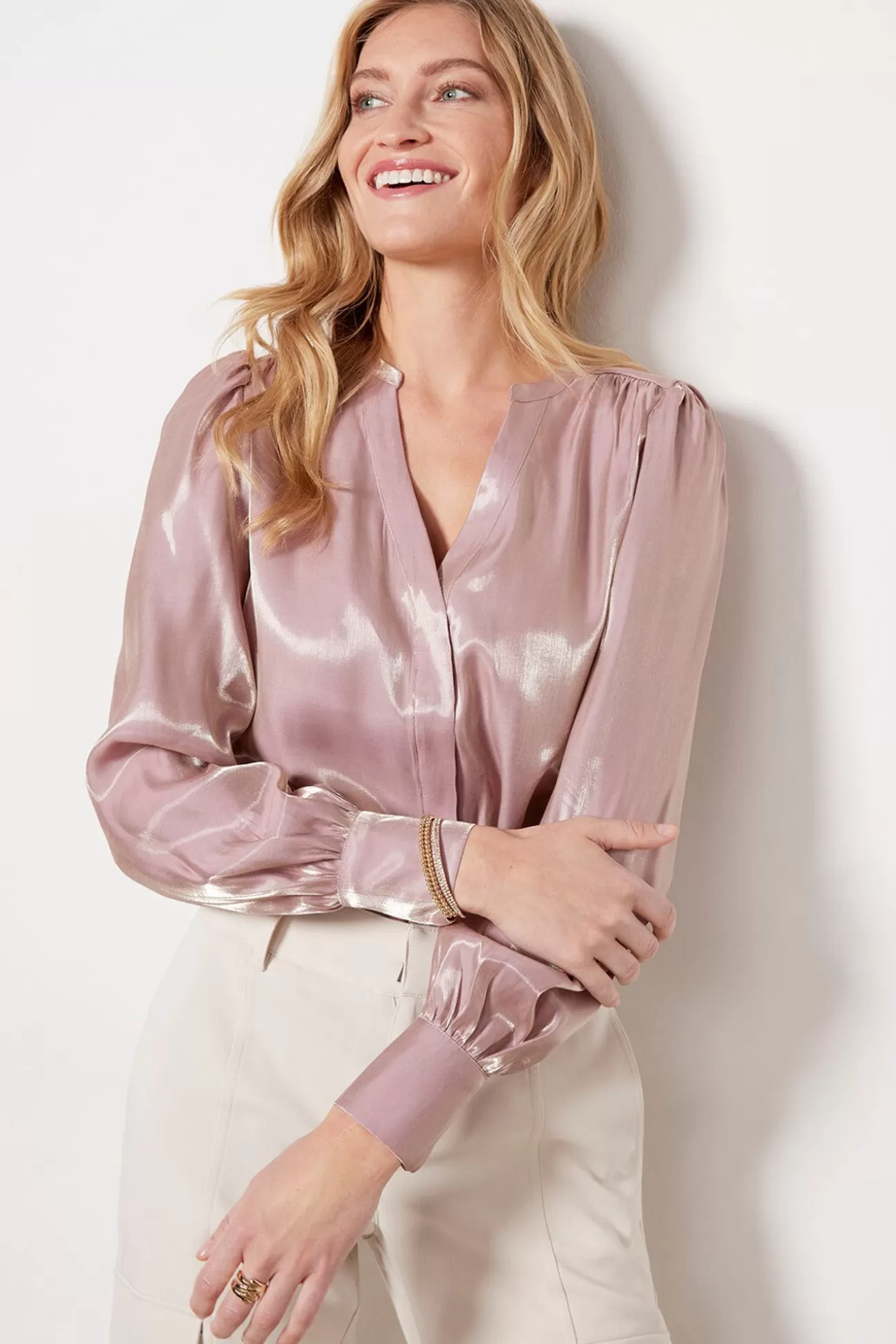 Analise Shine Placket Blouse^EVEREVE Cheap