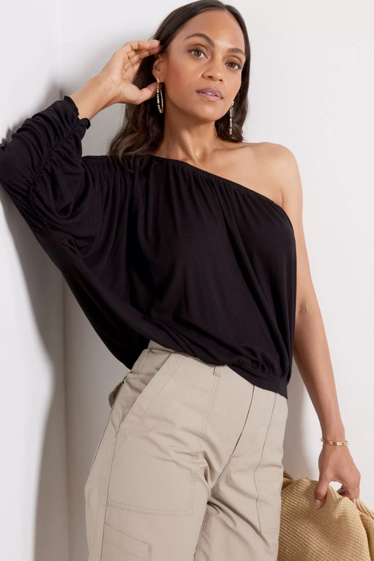 Ashra Ribbed One Shoulder Top^LNA Store