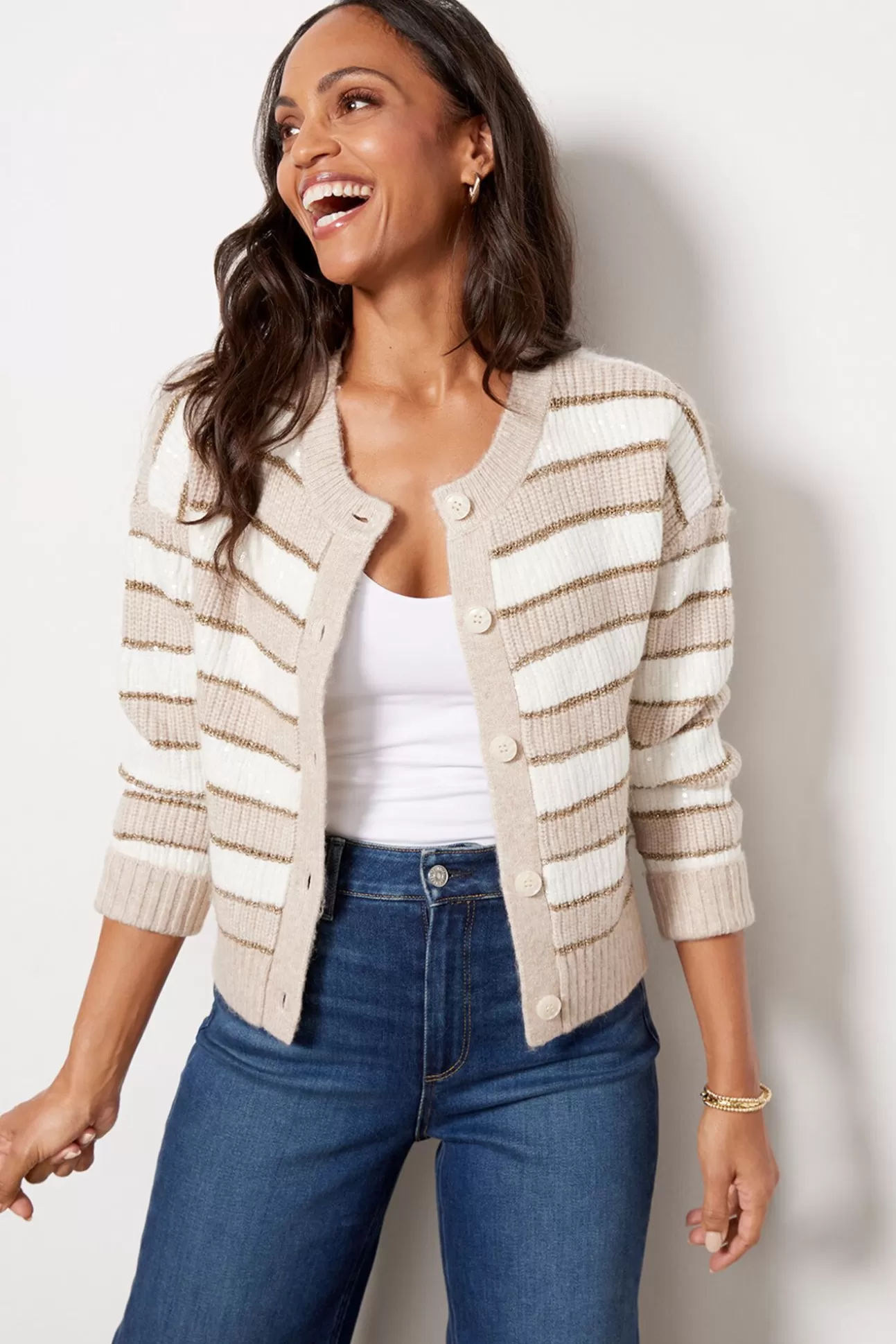 Avalee Striped Sequin Cardigan^DESIGN HISTORY Store