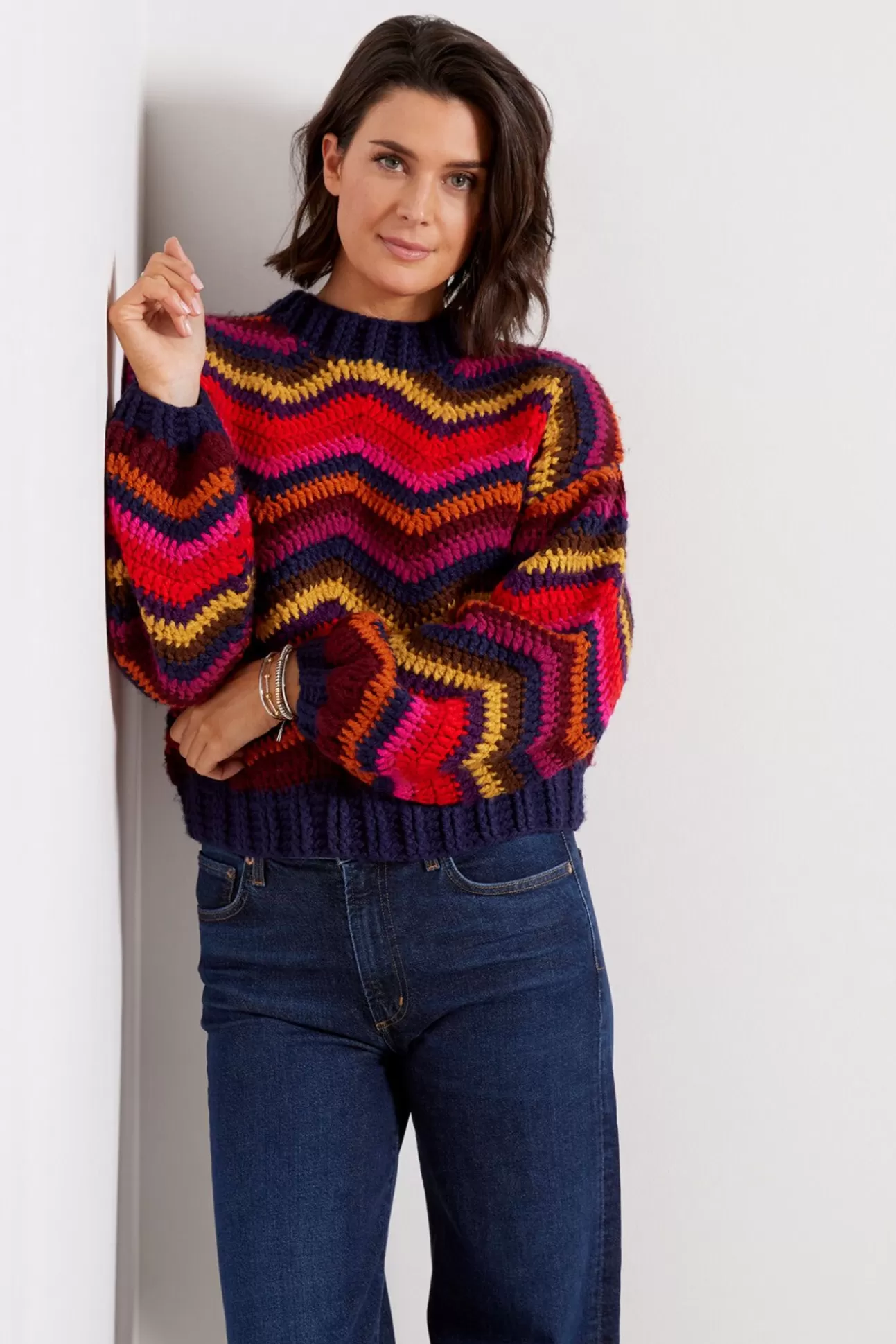 Colorful Waves Crochet Pullover^FARM RIO New