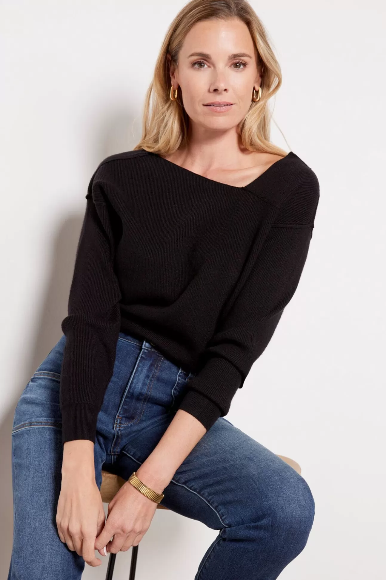 Favorite Off Shoulder Ribbed Pullover^LINE AND DOT Cheap