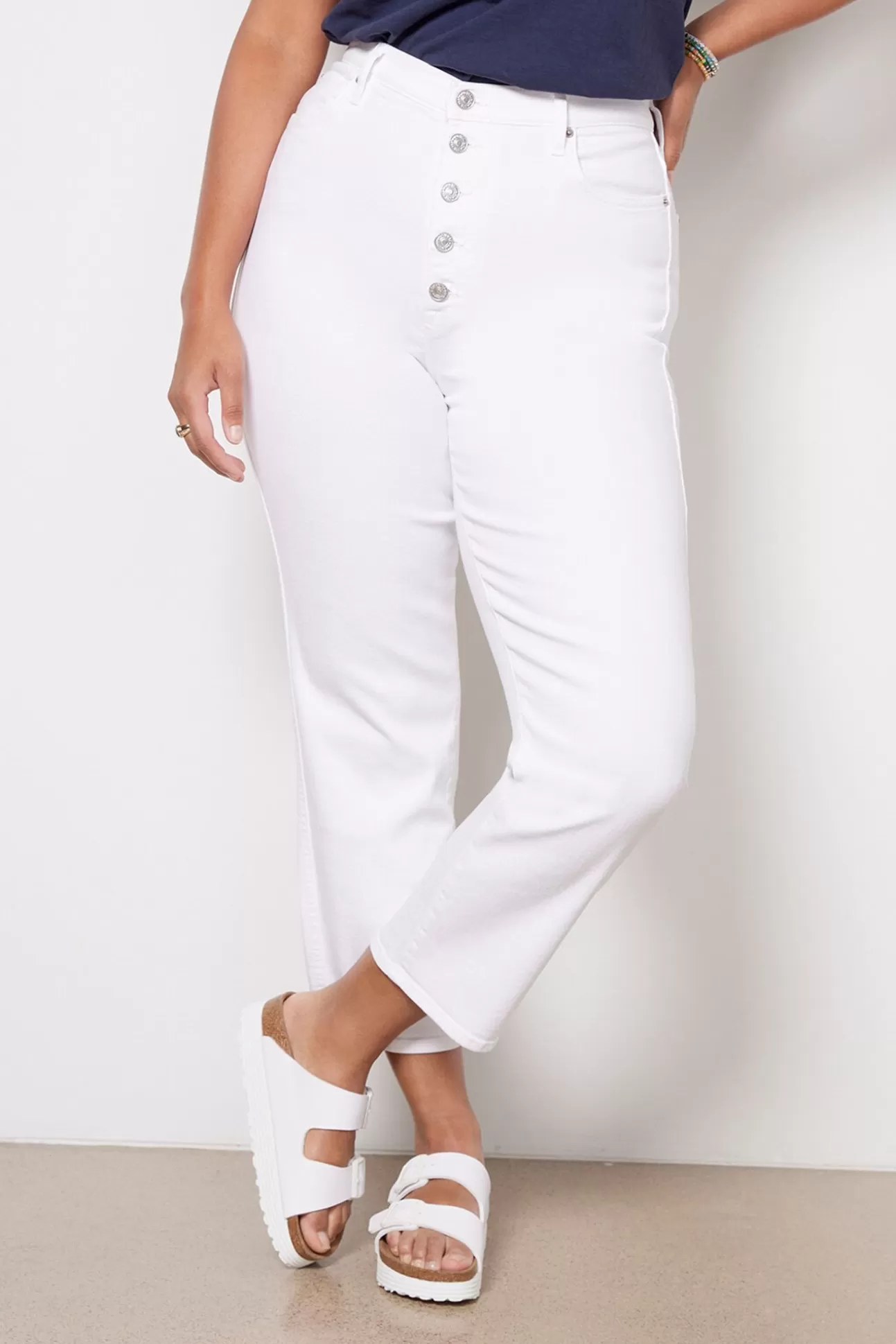 High Waist Cropped Straight With Exposed Buttons^7 FOR ALL MANKIND Clearance