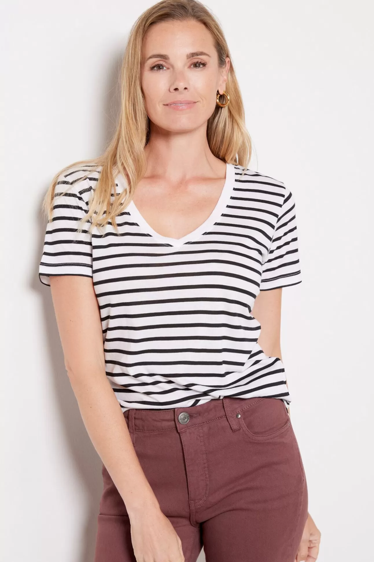 Kasey Stripe V Neck Tee^Z SUPPLY Flash Sale