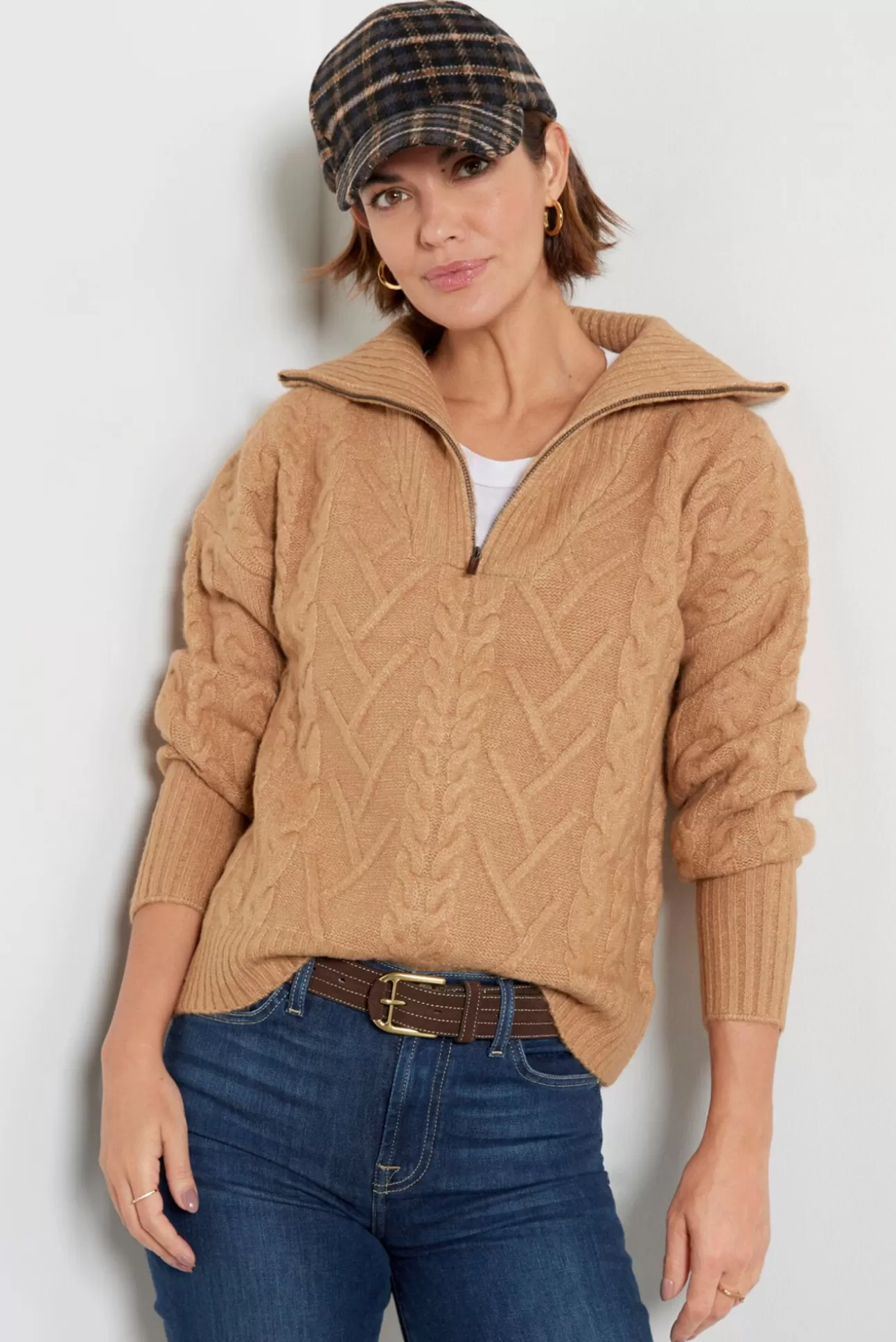 Leia Cable Quarter Zip^JOHN + JENN Store