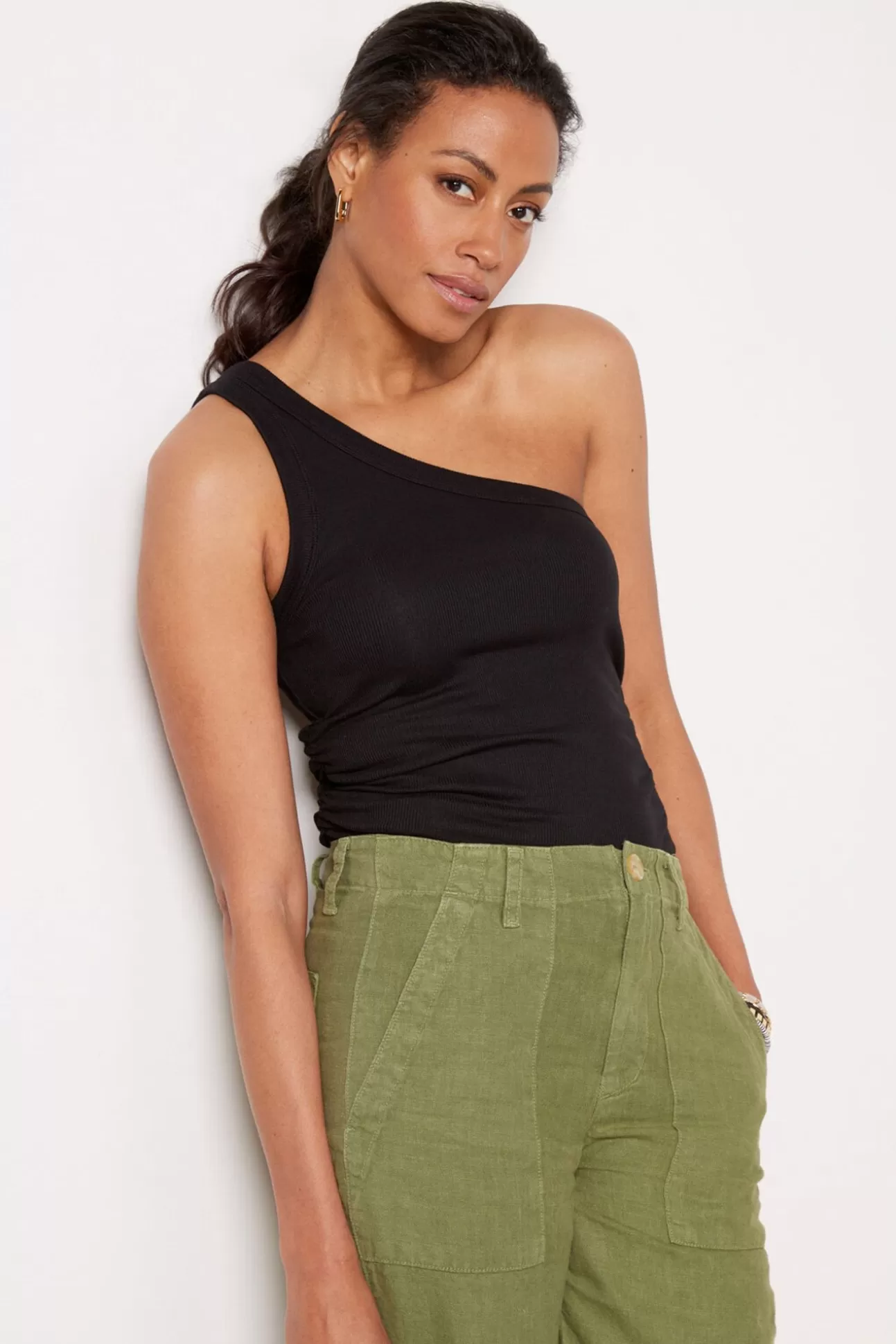 Olive One Shoulder Tank^MICHAEL STARS Sale