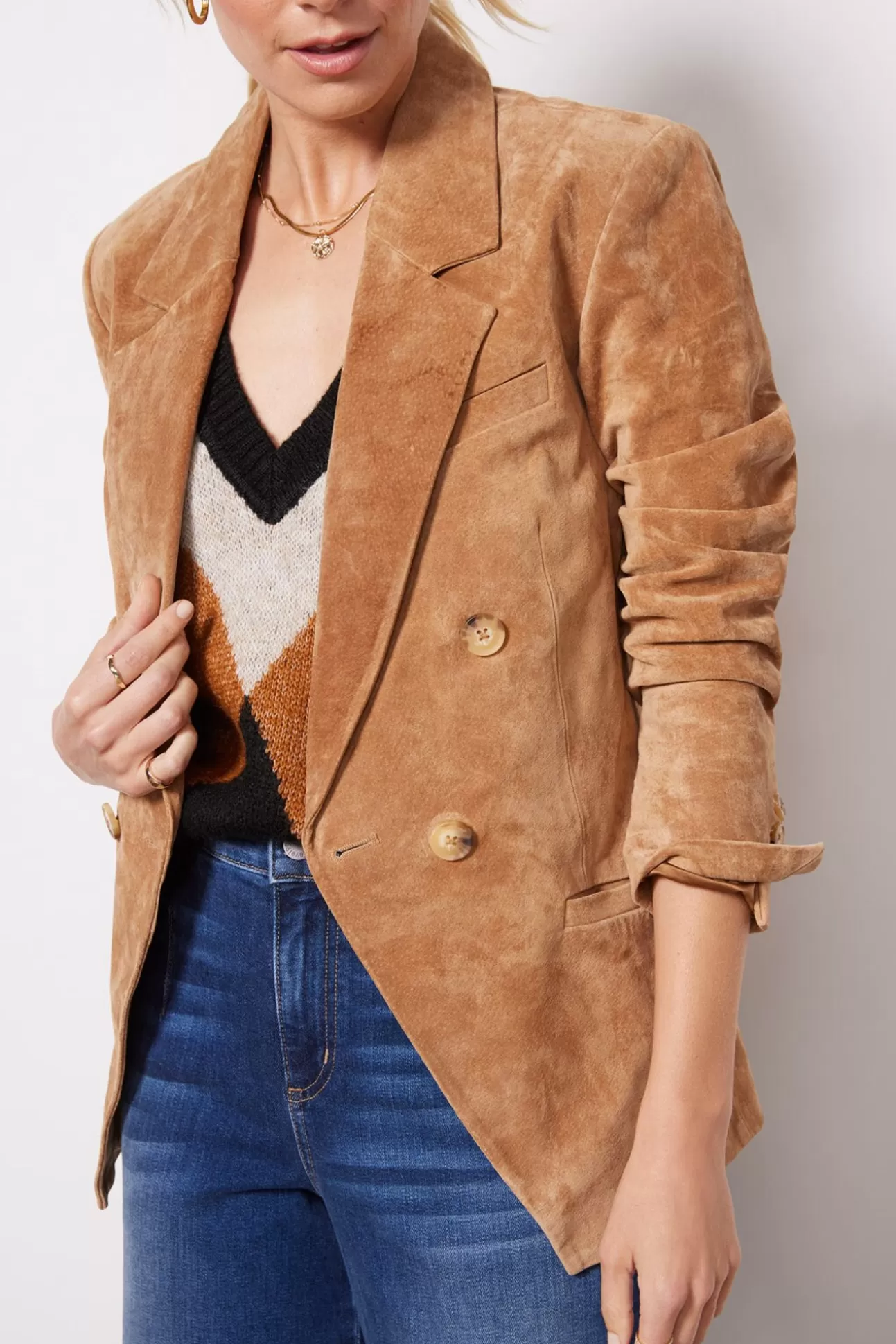 Pecan Suede Blazer^BLANKNYC Store