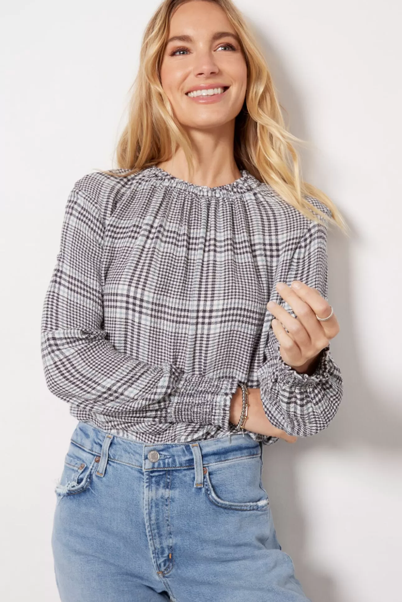 Pucker Plaid Top^CLOTH AND STONE Flash Sale