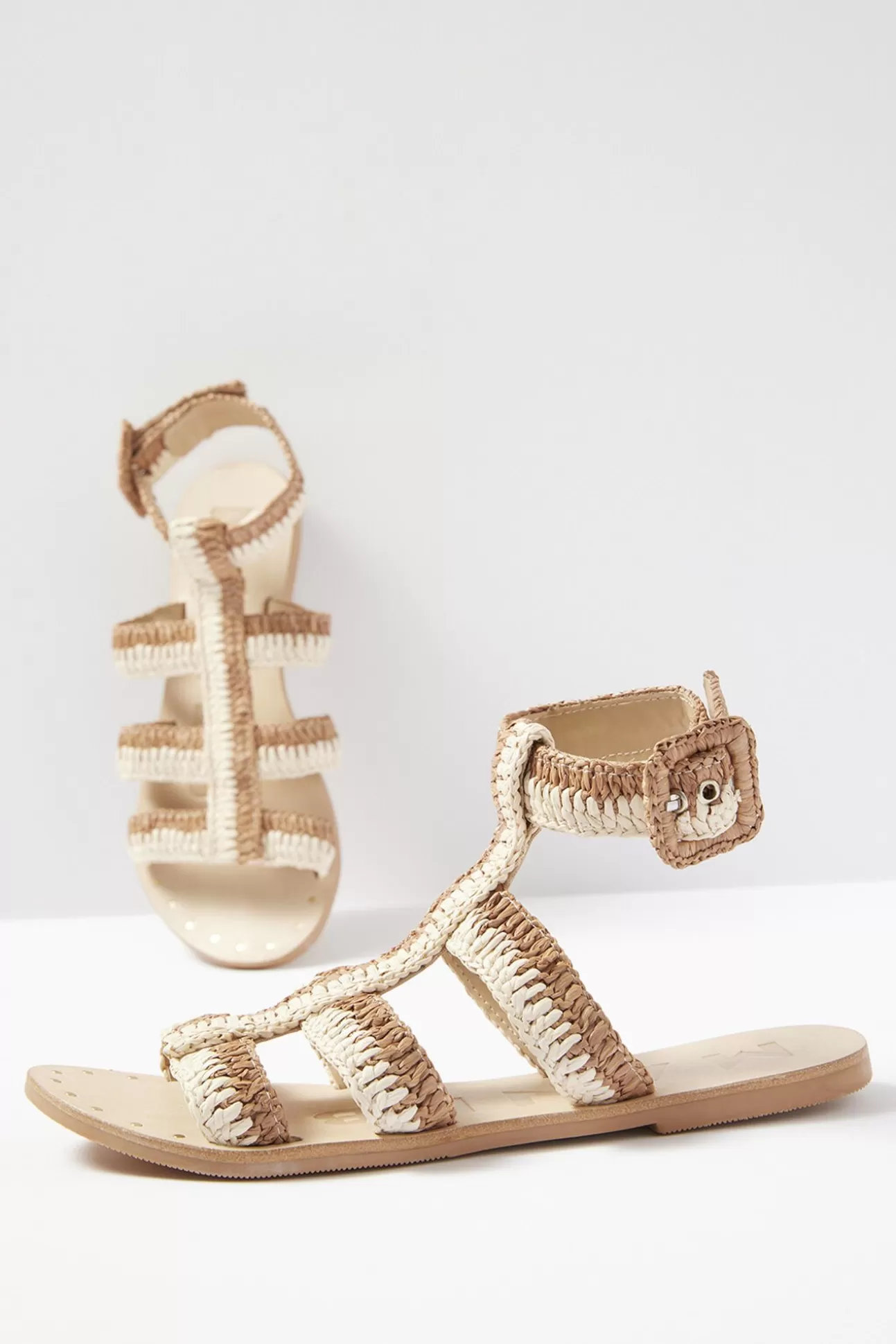 Raffia Gladiator Sandal^MANEBI Cheap