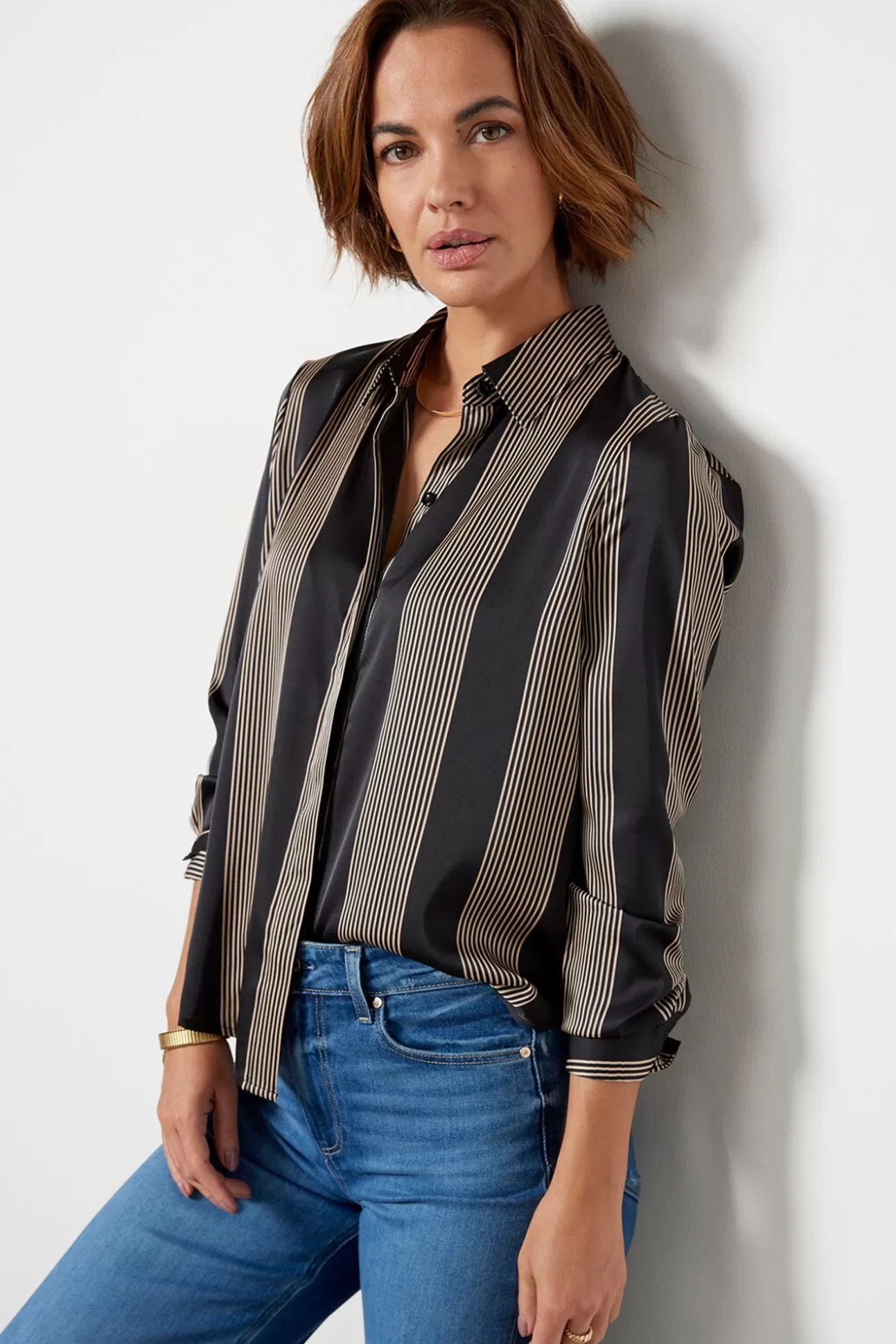 Rylee Stripe Satin Shirt^EVEREVE Hot