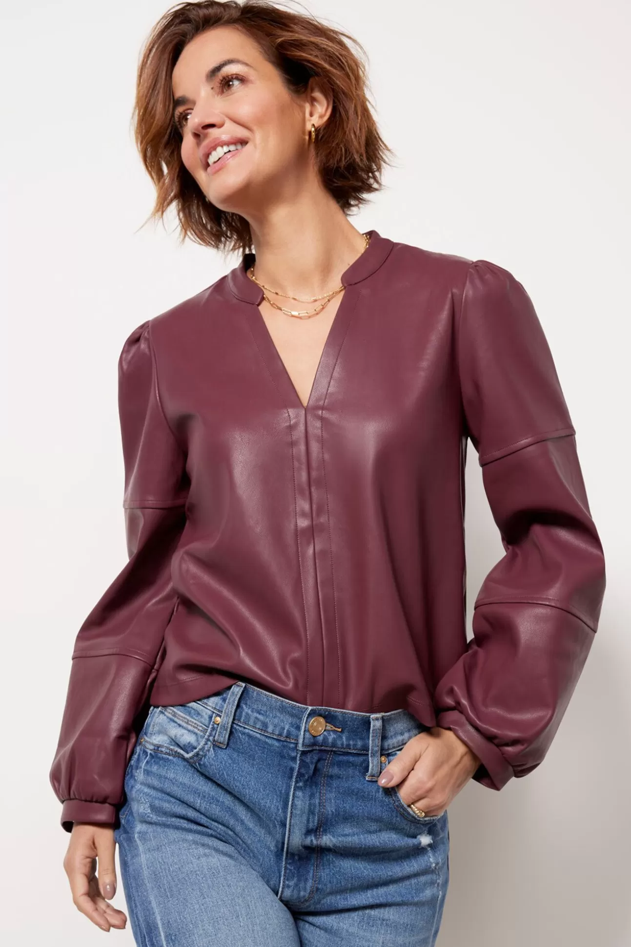 Selena Faux Leather Top^EVEREVE Cheap