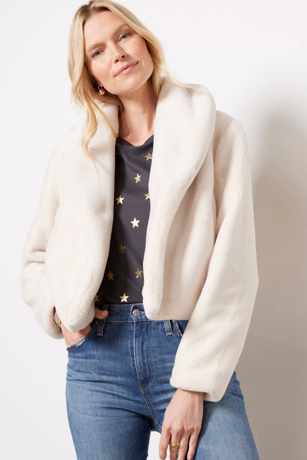 Snow Queen Cropped Faux Fur Jacket^BLANKNYC New