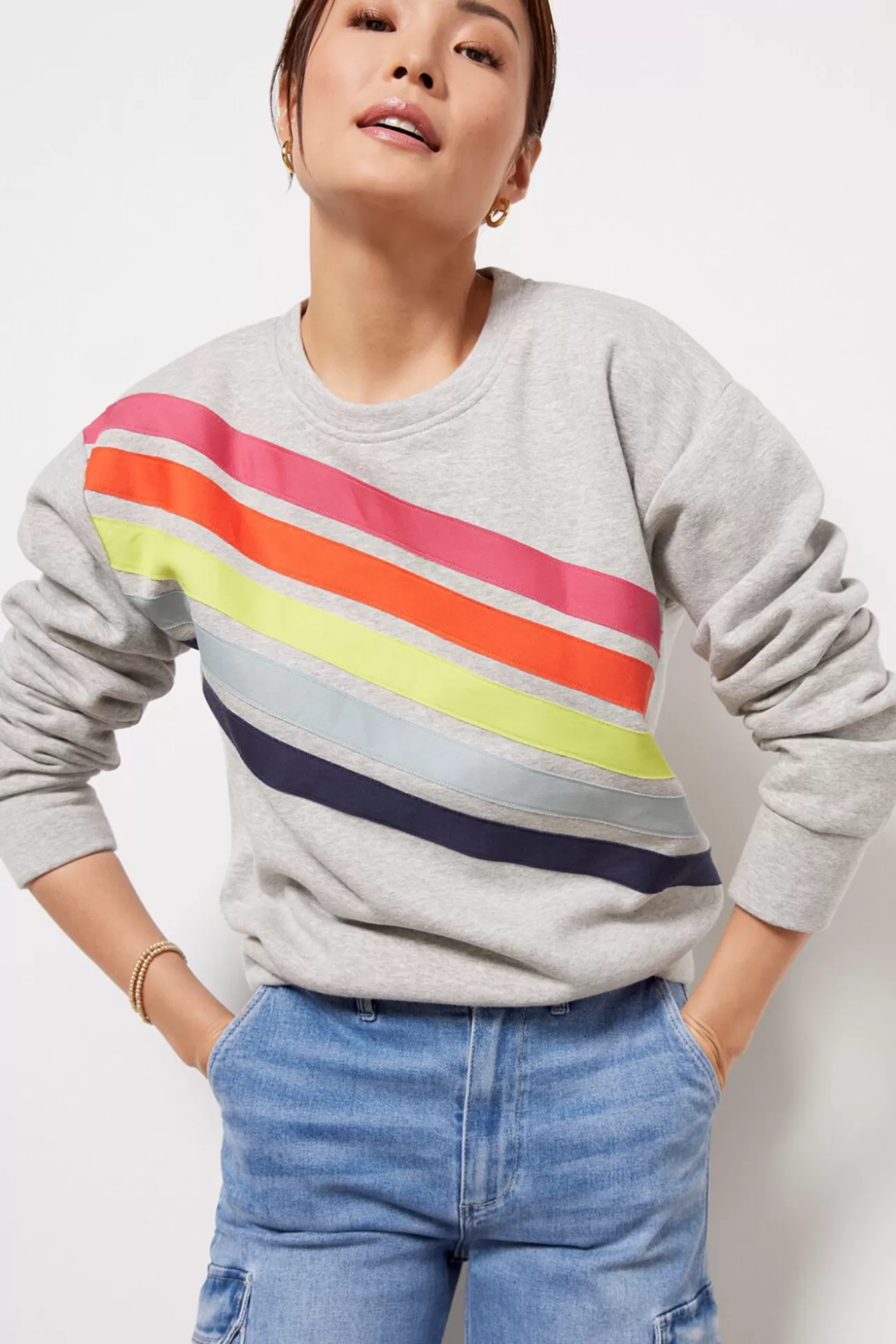 Sophia Rainbow Stripe Crew^EVEREVE Online