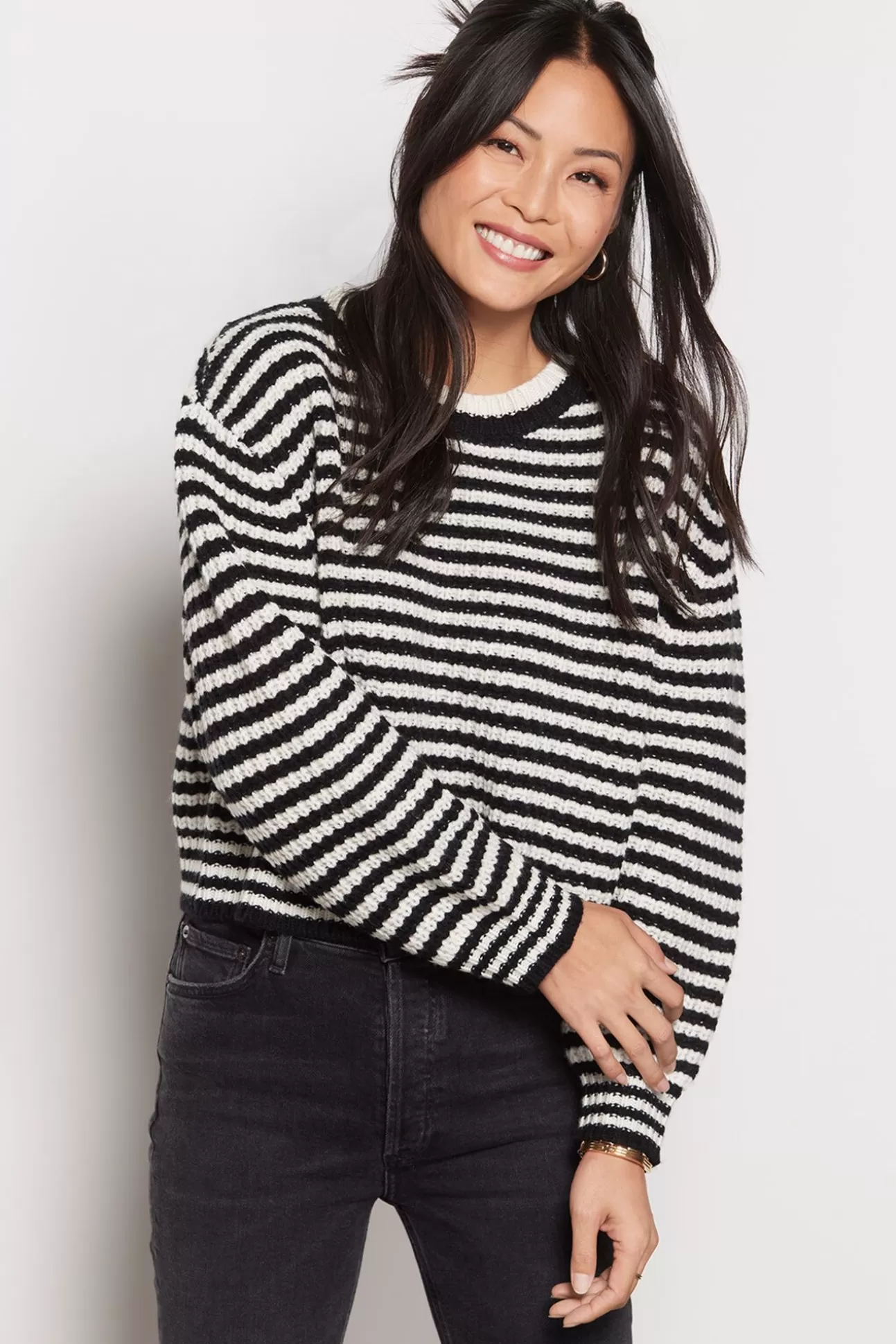 Stripe Balloon Sleeve Sweater^SUNDRY Online