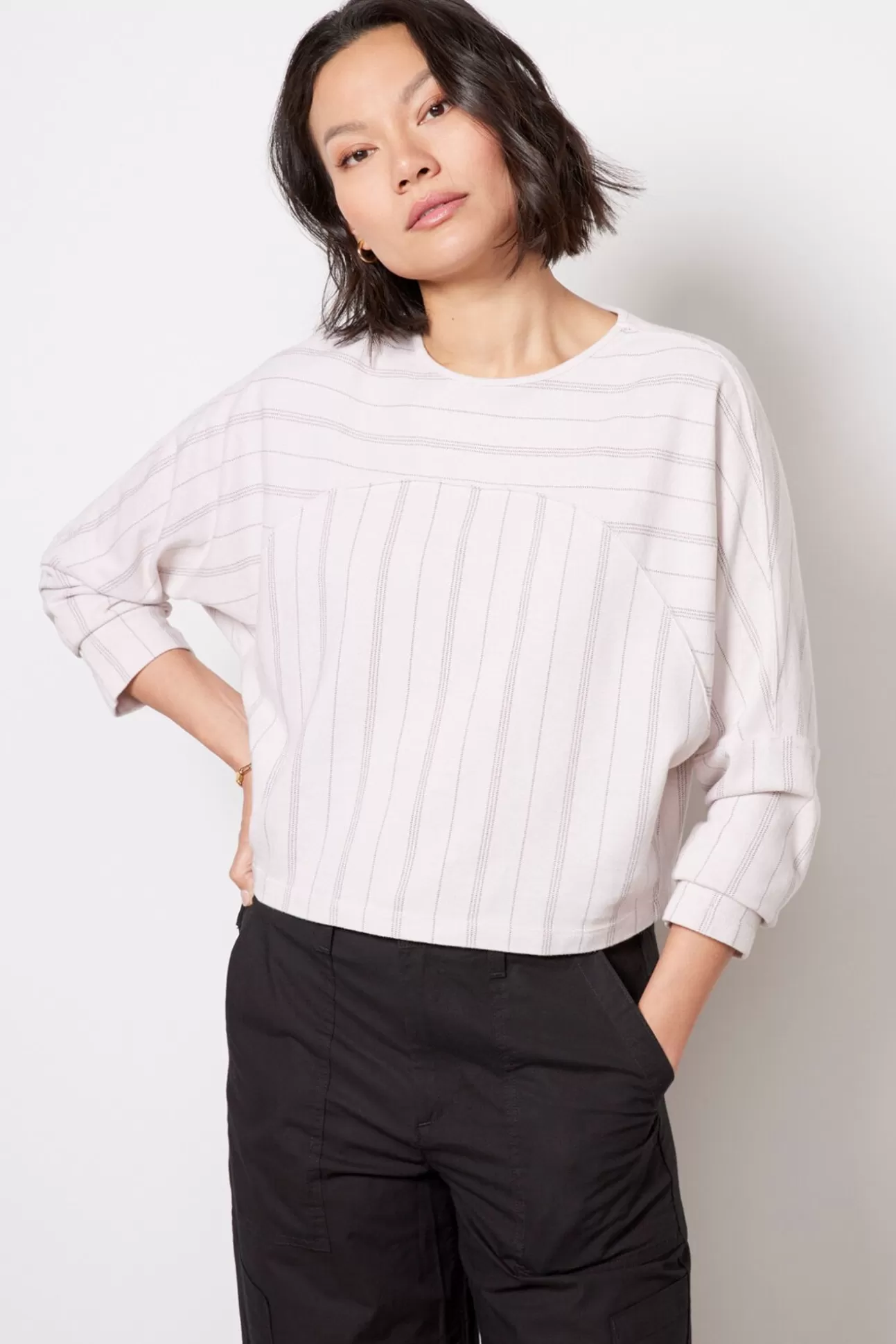 Stripe Seamed Sweatshirt^MONROW Shop