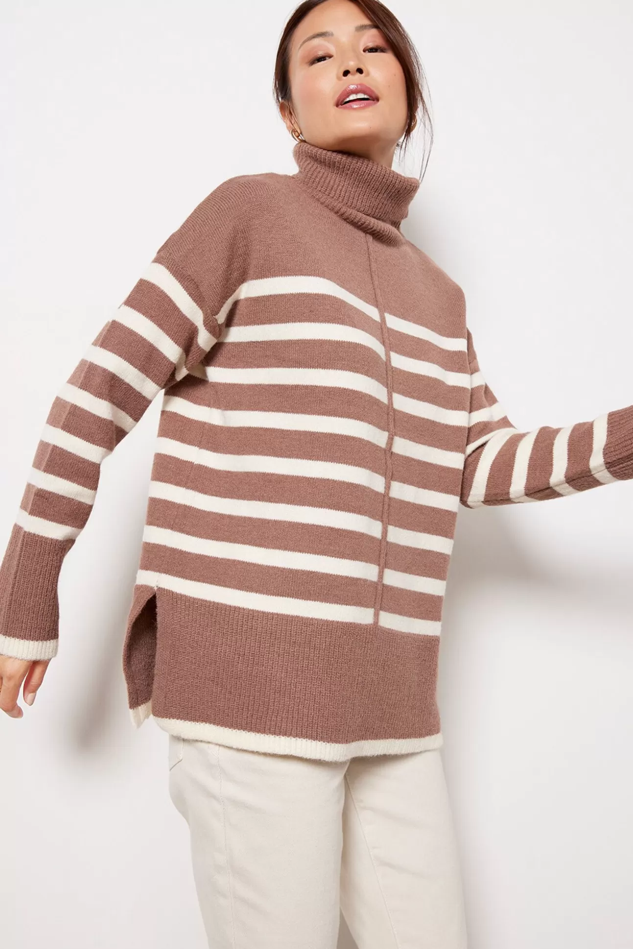 Stripe Turtleneck Pullover^LINE AND DOT Hot