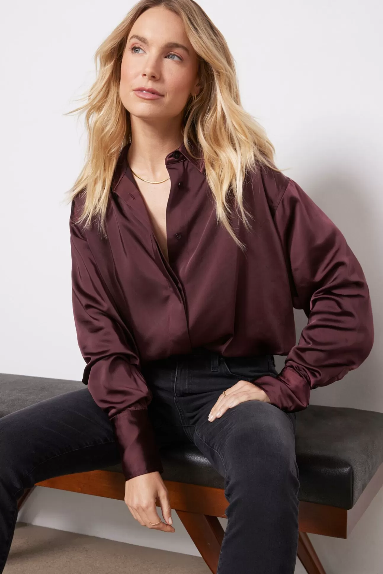 Washed Satin Weekend Shirt^GOOD AMERICAN Discount