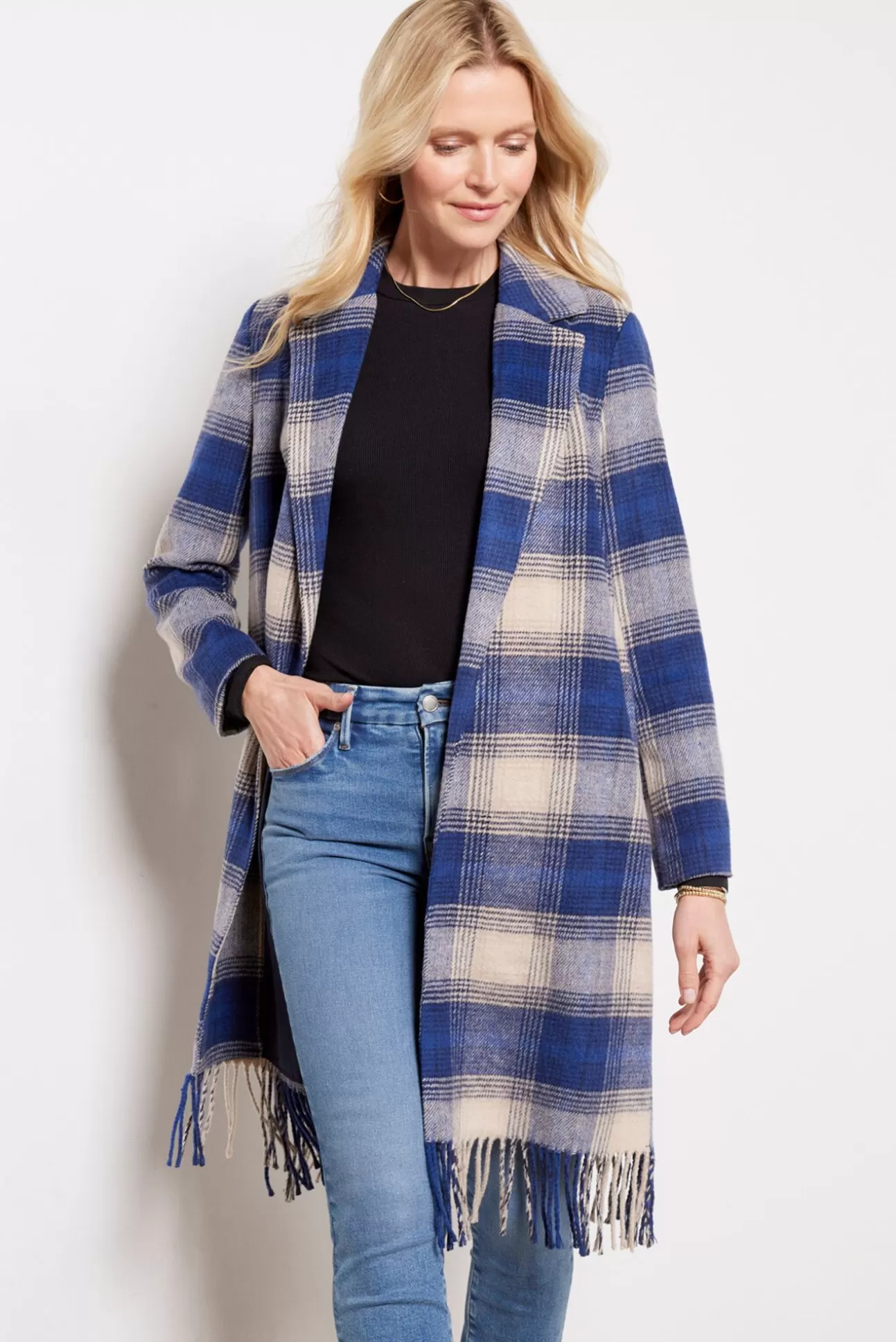 Ynez Fringe Plaid Coat^Z SUPPLY Cheap